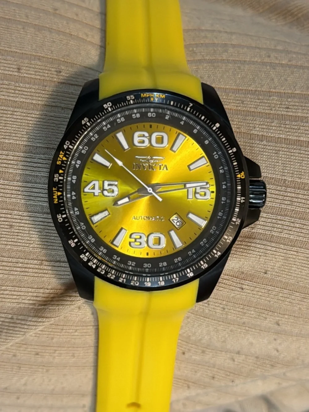 Invicta Aviator Automatic Men’s Watch (Model 23524) – Black & Yellow